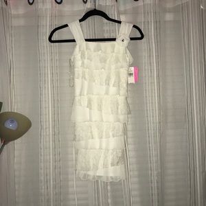 white lace ruffled tank top dress